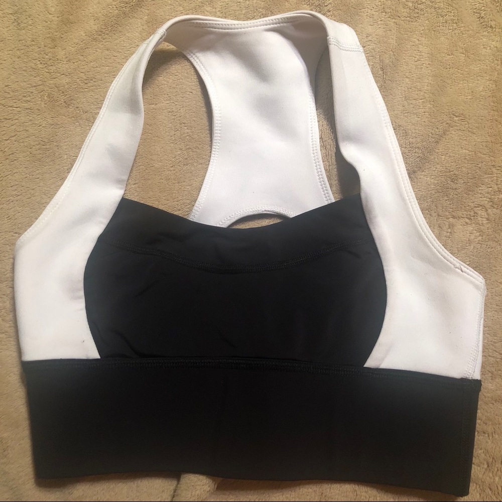Black and white sports bra